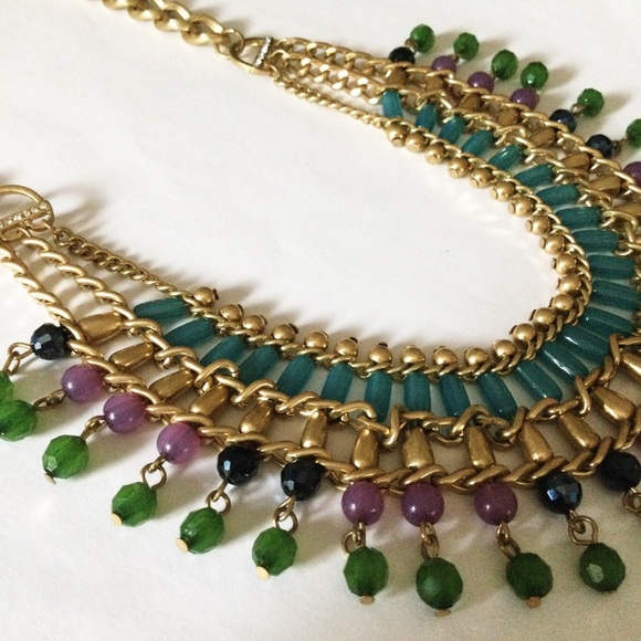 Vintage Egyptian Revival Cleopatra Style Goddess Necklace w/ Semi Precious Beads - Picture 7 of 17